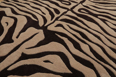 Tishomingo Multi Size Modern Zebra Print Beige Wool LoomBloom Hand Tufted Oriental Style Rug