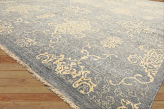 8x10 Gray, Ivory, Color Hand Knotted Peshawar Wool Transitional Oriental Rug