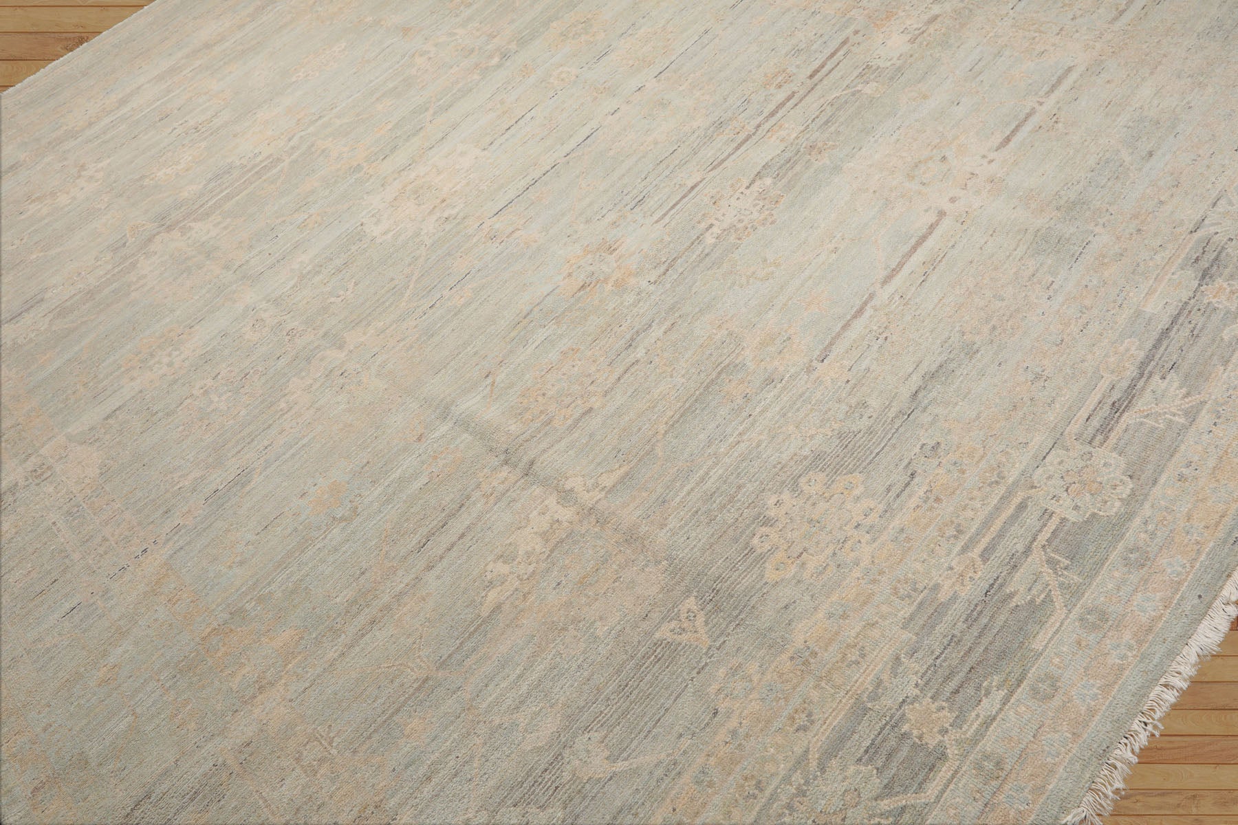 10x14 Mint, Beige, Tan Color Hand Knotted AfghanOushak 100% Wool Transitional Oriental Rug