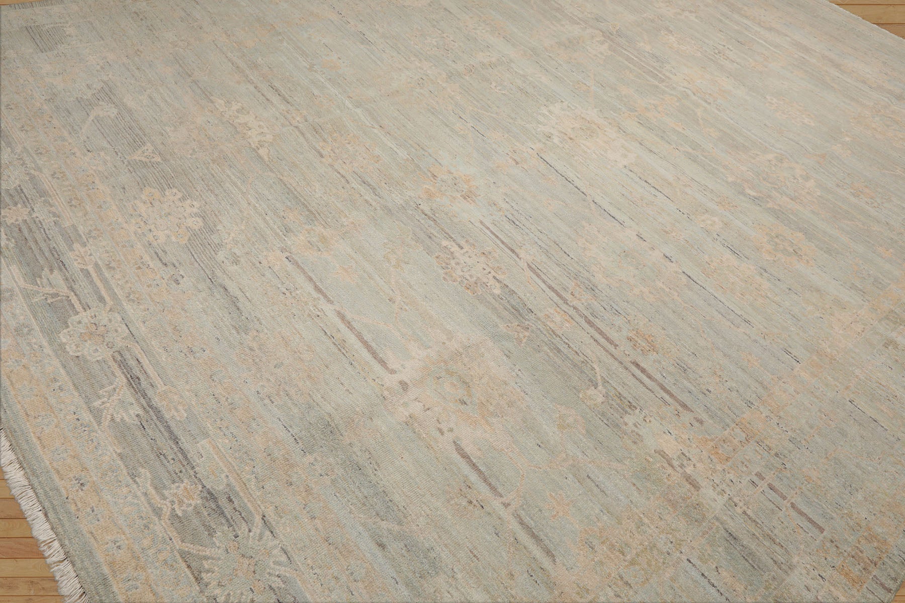 10x14 Mint, Beige, Tan Color Hand Knotted AfghanOushak 100% Wool Transitional Oriental Rug