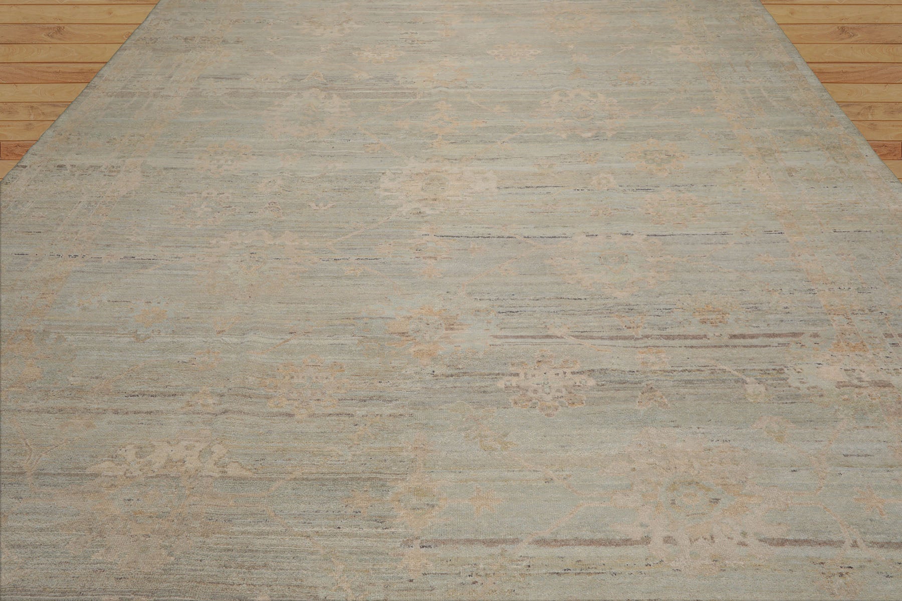 10x14 Mint, Beige, Tan Color Hand Knotted AfghanOushak 100% Wool Transitional Oriental Rug