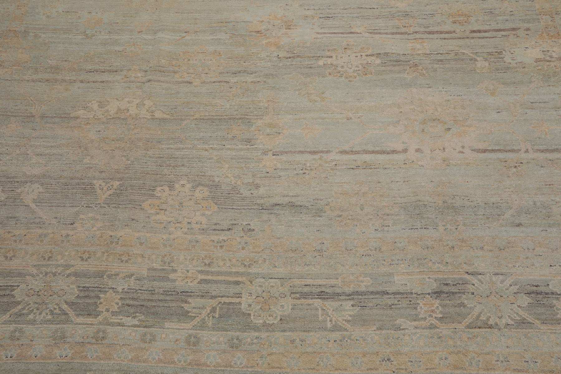 10x14 Mint, Beige, Tan Color Hand Knotted AfghanOushak 100% Wool Transitional Oriental Rug