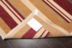 9x12 Burgundy, Tan, Sage Color Hand Knotted All-Over 100% Wool Modern Oriental Rug