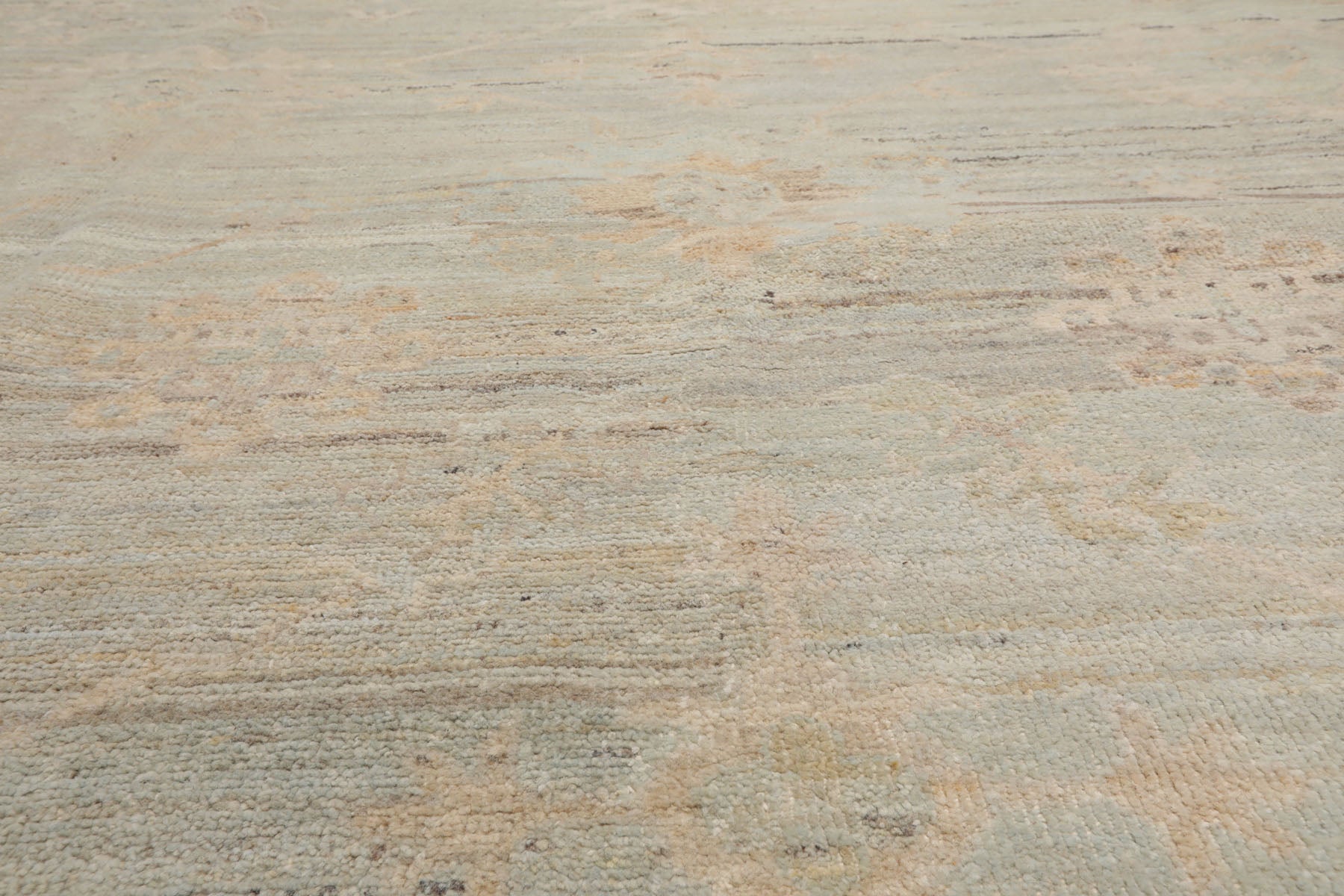 10x14 Mint, Beige, Tan Color Hand Knotted AfghanOushak 100% Wool Transitional Oriental Rug