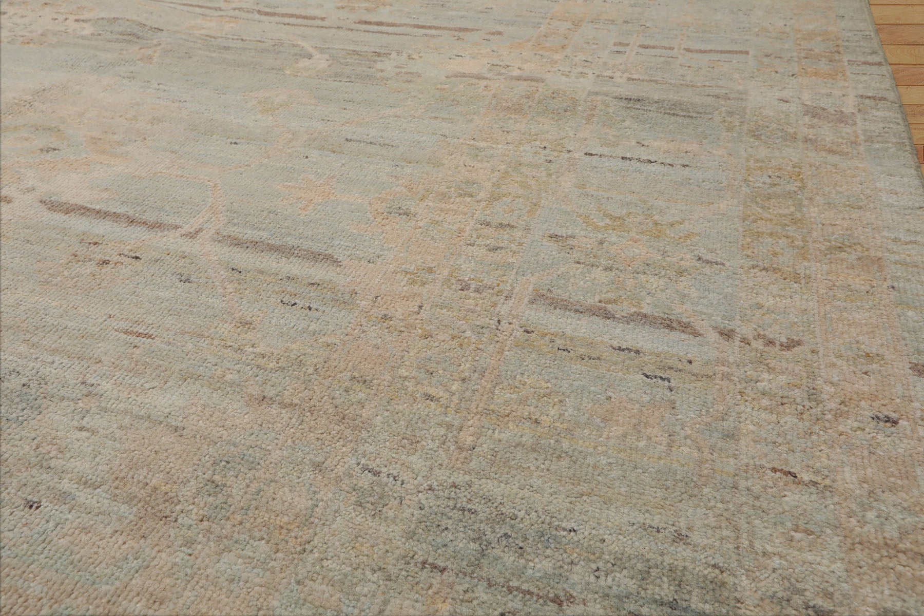 10x14 Mint, Beige, Tan Color Hand Knotted AfghanOushak 100% Wool Transitional Oriental Rug