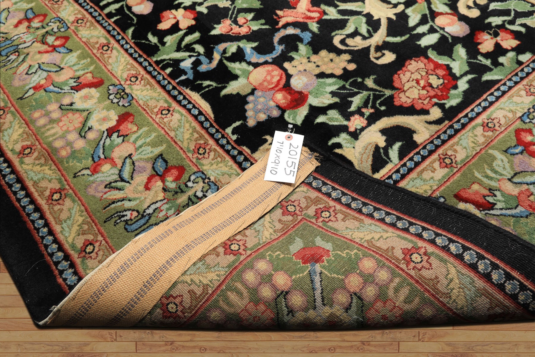 8x10 Black, Mint, Beige Color Hand Knotted French Aubusson Savonnerie Wool Traditional Oriental Rug