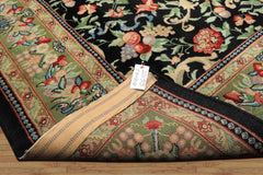 8x10 Black, Mint, Beige Color Hand Knotted French Aubusson Savonnerie Wool Traditional Oriental Rug