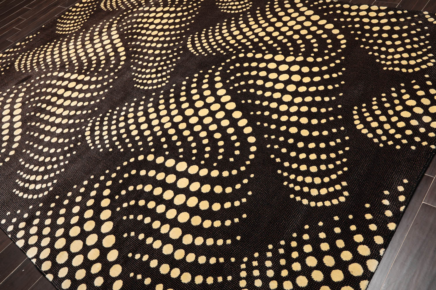 8x10 Brown, Black, Ivory Color Machine Made All-Over 100% Wool Modern Oriental Rug