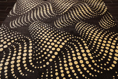 8x10 Brown, Black, Ivory Color Machine Made All-Over 100% Wool Modern Oriental Rug