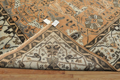 8x10 Peach, Blue, Charcoal Color Hand Knotted Oushak Wool Transitional Oriental Rug