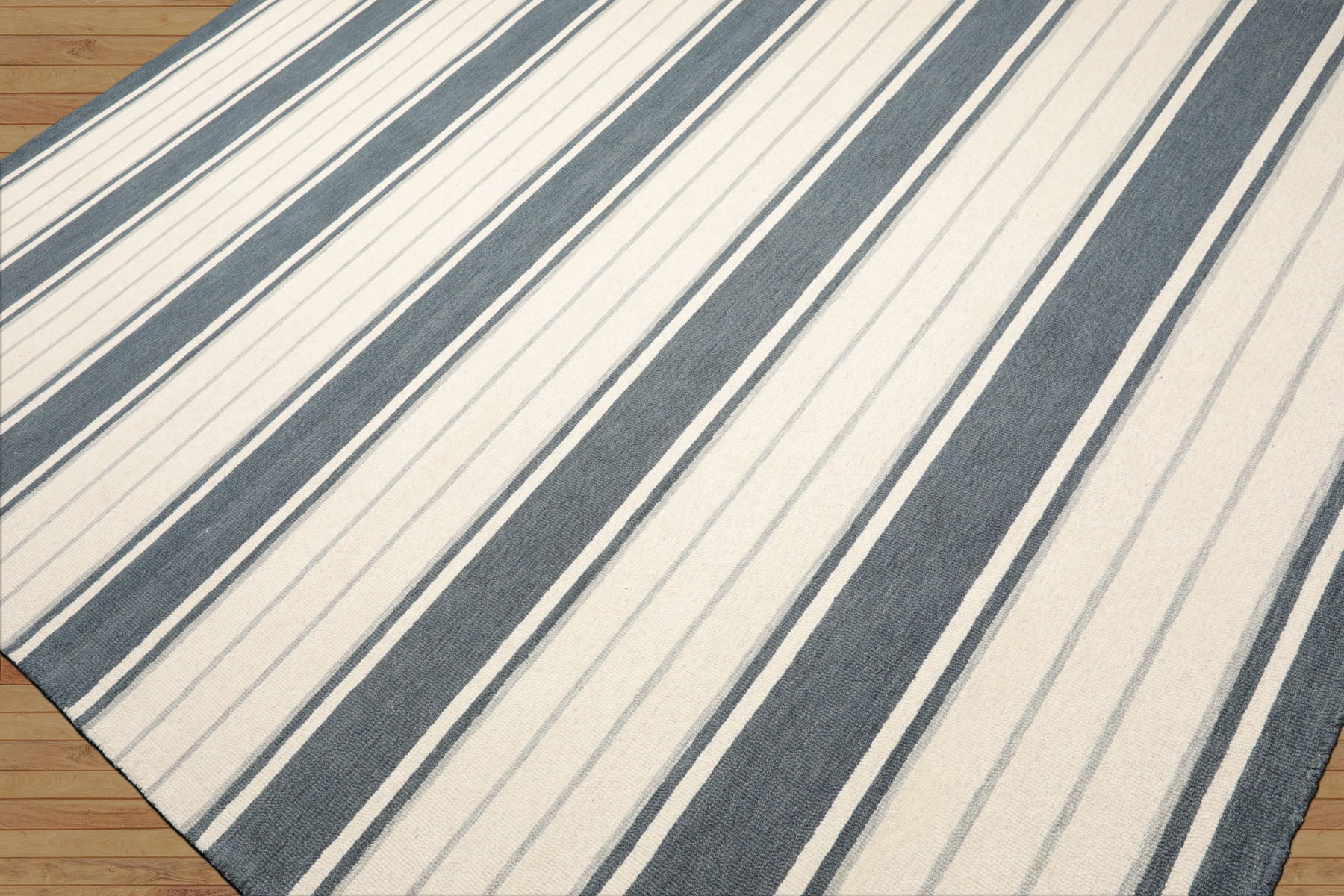 Multi Size Slate Cream Gray Color Hand Tufted Striped Wool Contemporary Oriental Rug