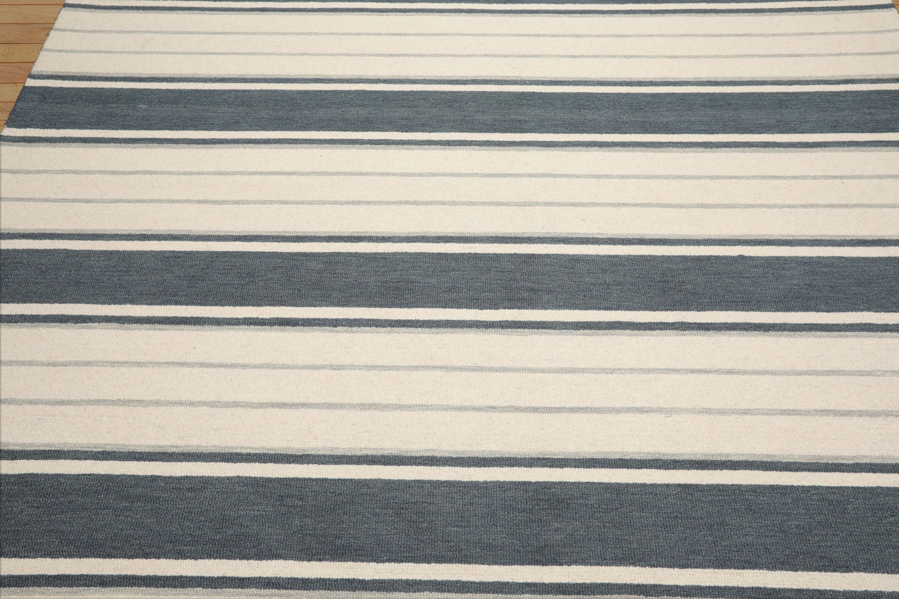 Multi Size Slate Cream Gray Color Hand Tufted Striped Wool Contemporary Oriental Rug