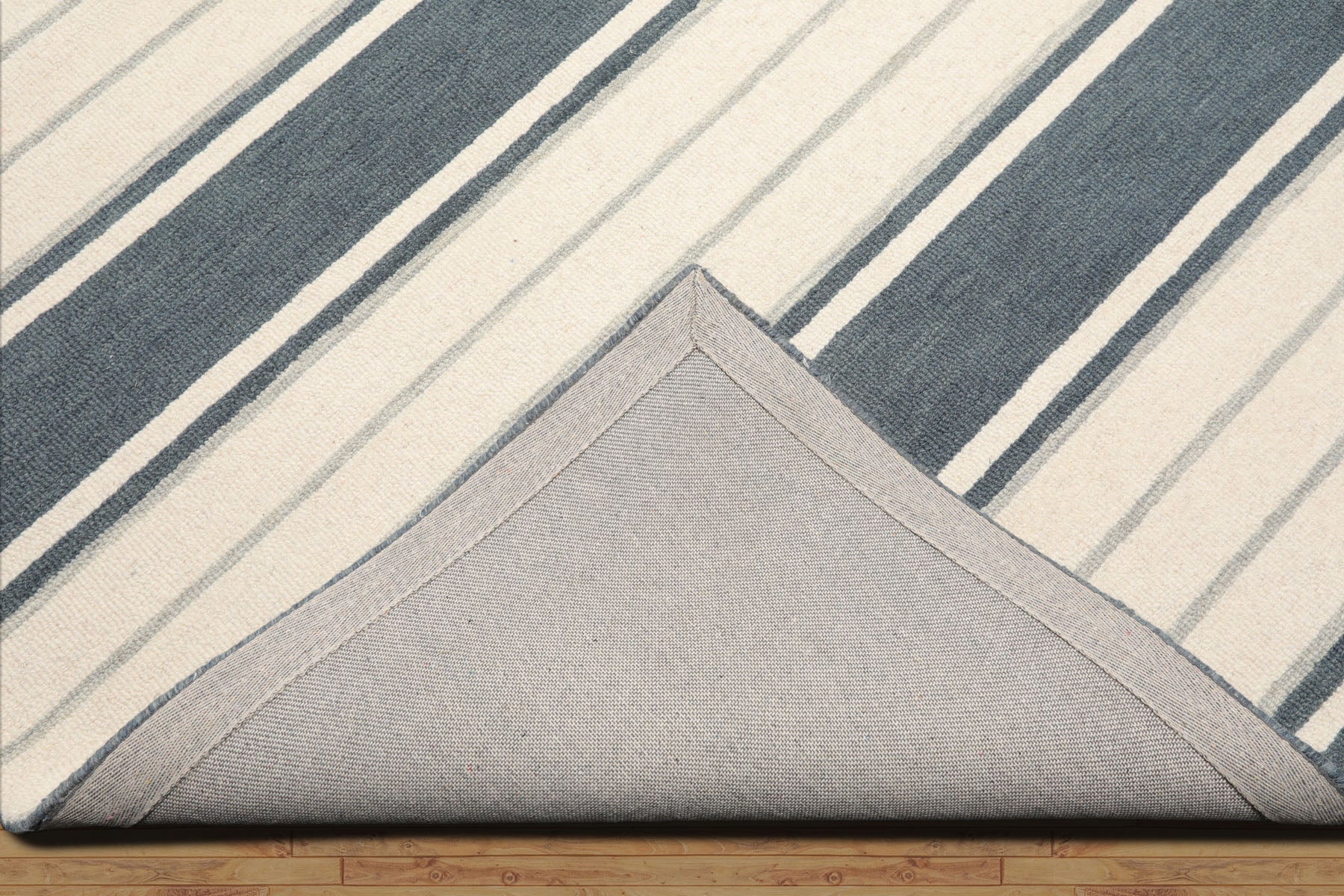 Multi Size Slate Cream Gray Color Hand Tufted Striped Wool Contemporary Oriental Rug