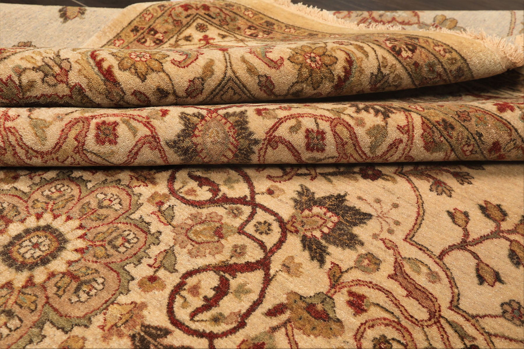 8x10 Beige, Moss, Rust Color Hand Knotted Agra Wool Traditional Oriental Rug