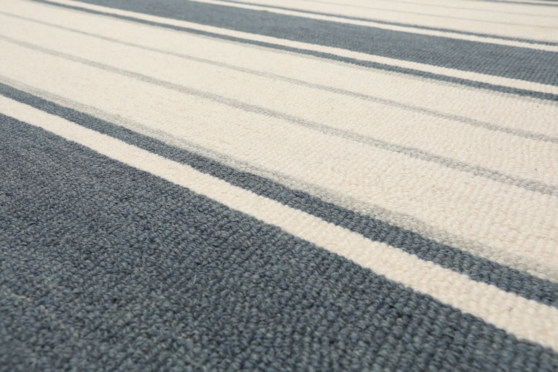 Multi Size Slate Cream Gray Color Hand Tufted Striped Wool Contemporary Oriental Rug