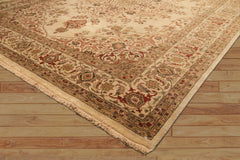 8x10 Beige, Moss, Rust Color Hand Knotted Agra Wool Traditional Oriental Rug