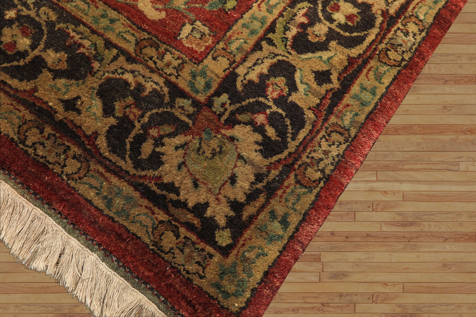 6x9 Rust, Charcoal, Gold Color Hand Knotted Agra Wool Traditional Oriental Rug