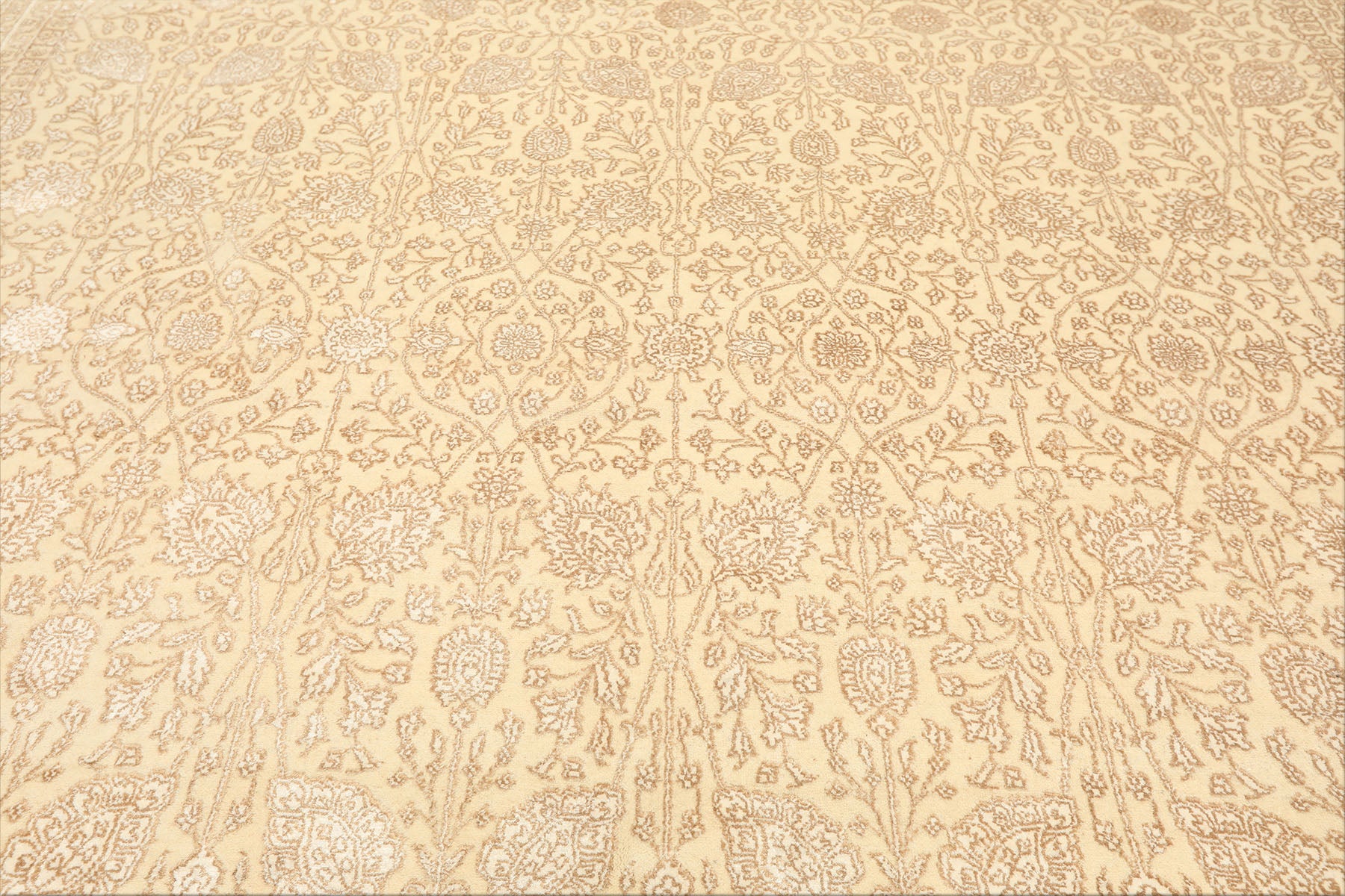 8x10 Ivory, Beige, Color Hand Knotted Tibetan Wool & Silk Transitional Oriental Rug