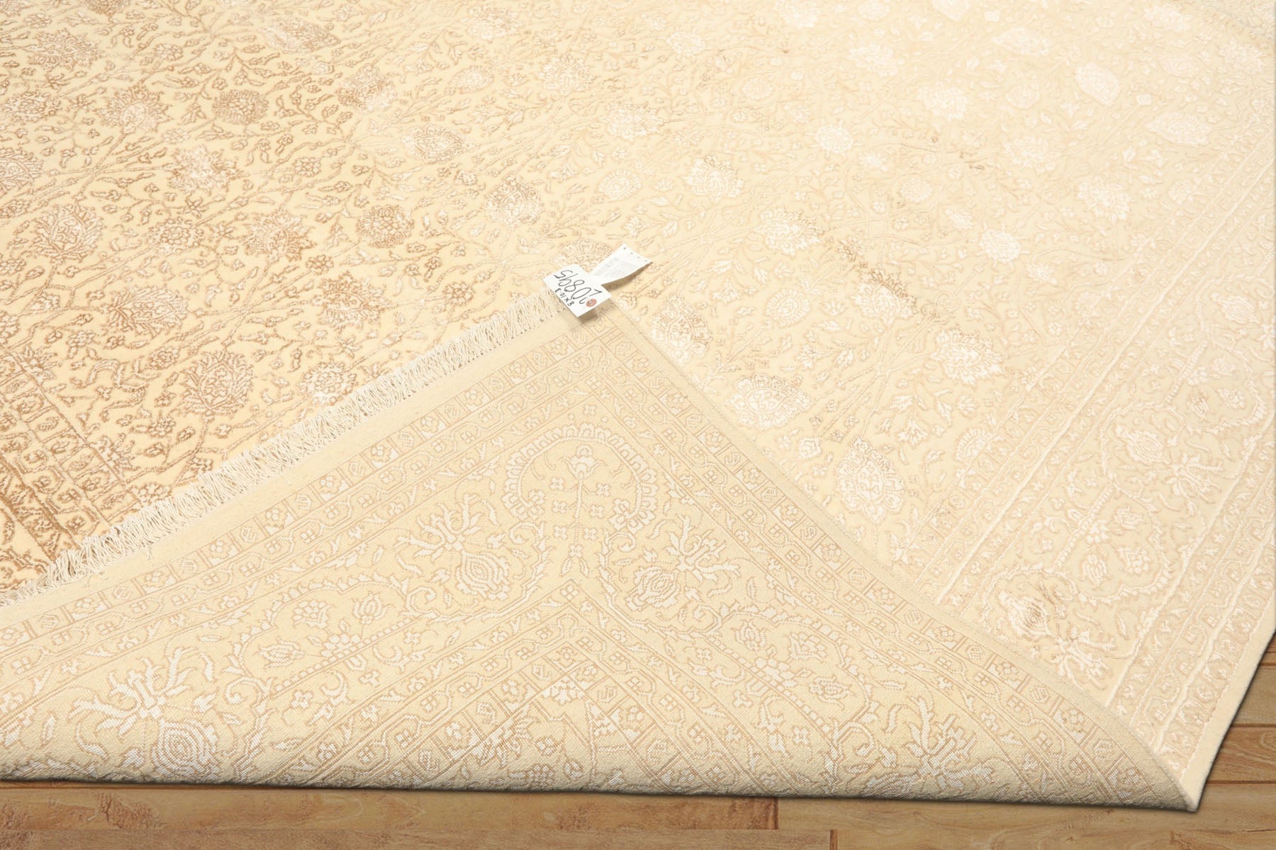 8x10 Ivory, Beige, Color Hand Knotted Tibetan Wool & Silk Transitional Oriental Rug