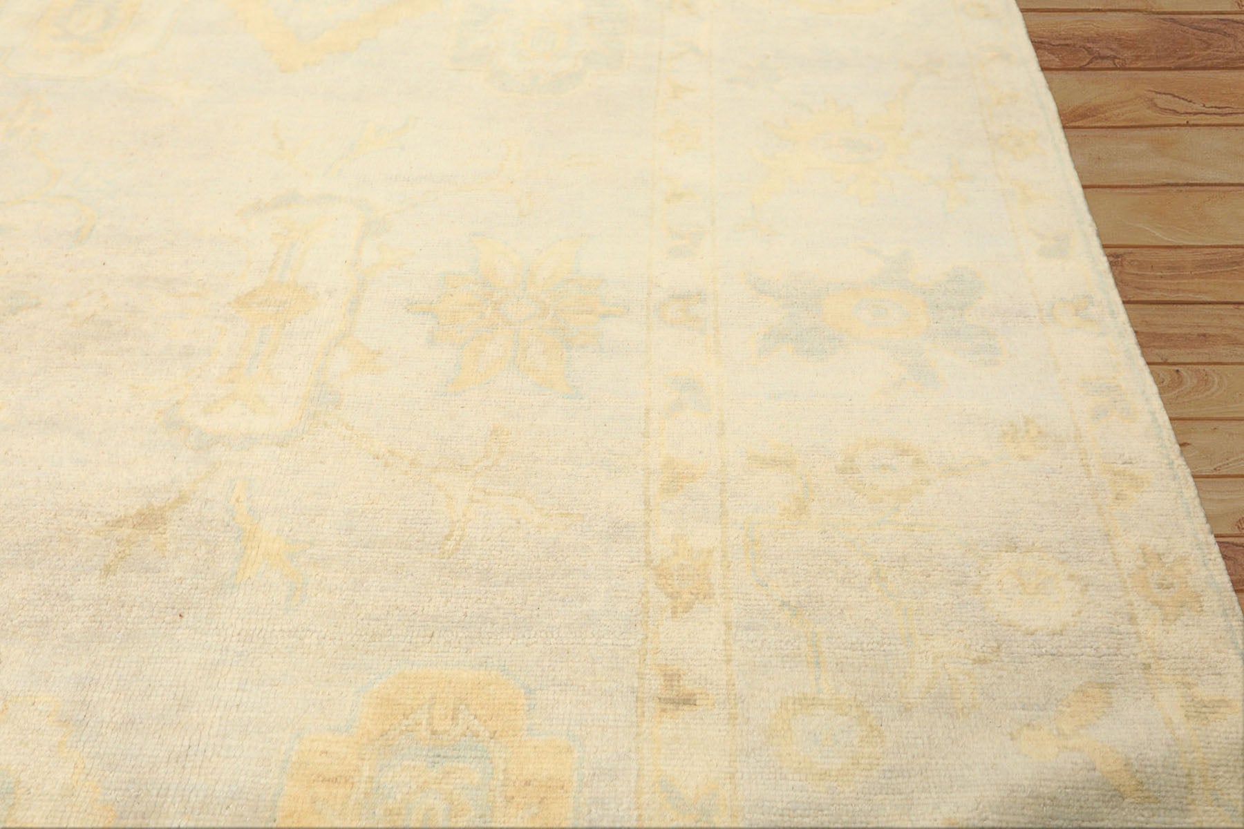 8x10 Gray, Blue, Gold Color Hand Knotted Oushak New Zealand Wool Transitional Oriental Rug