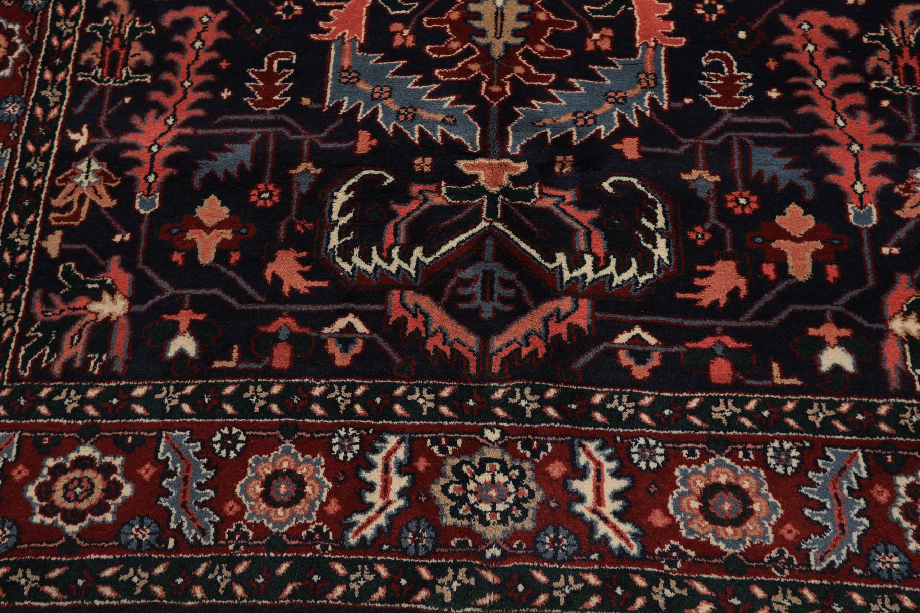 5x8 Navy, Red, Blush Color Hand Knotted Oushak Wool Arts & Crafts Oriental Rug