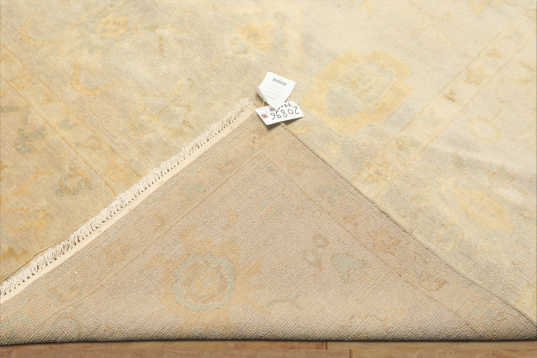 8x10 Gray, Blue, Gold Color Hand Knotted Oushak New Zealand Wool Transitional Oriental Rug