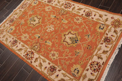 3x5 Orange, Beige, Sage Color Hand Knotted All-Over 100% Wool Traditional Oriental Rug