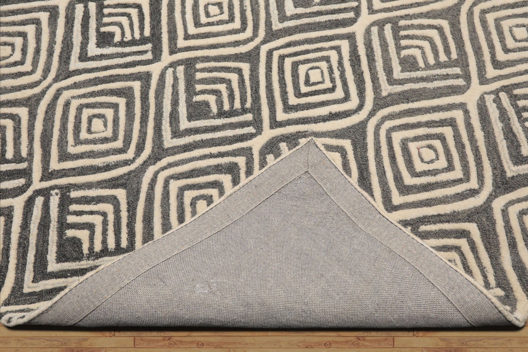 5x8 Gray, Ivory, Color Hand Tufted Geometric Wool Modern Oriental Rug