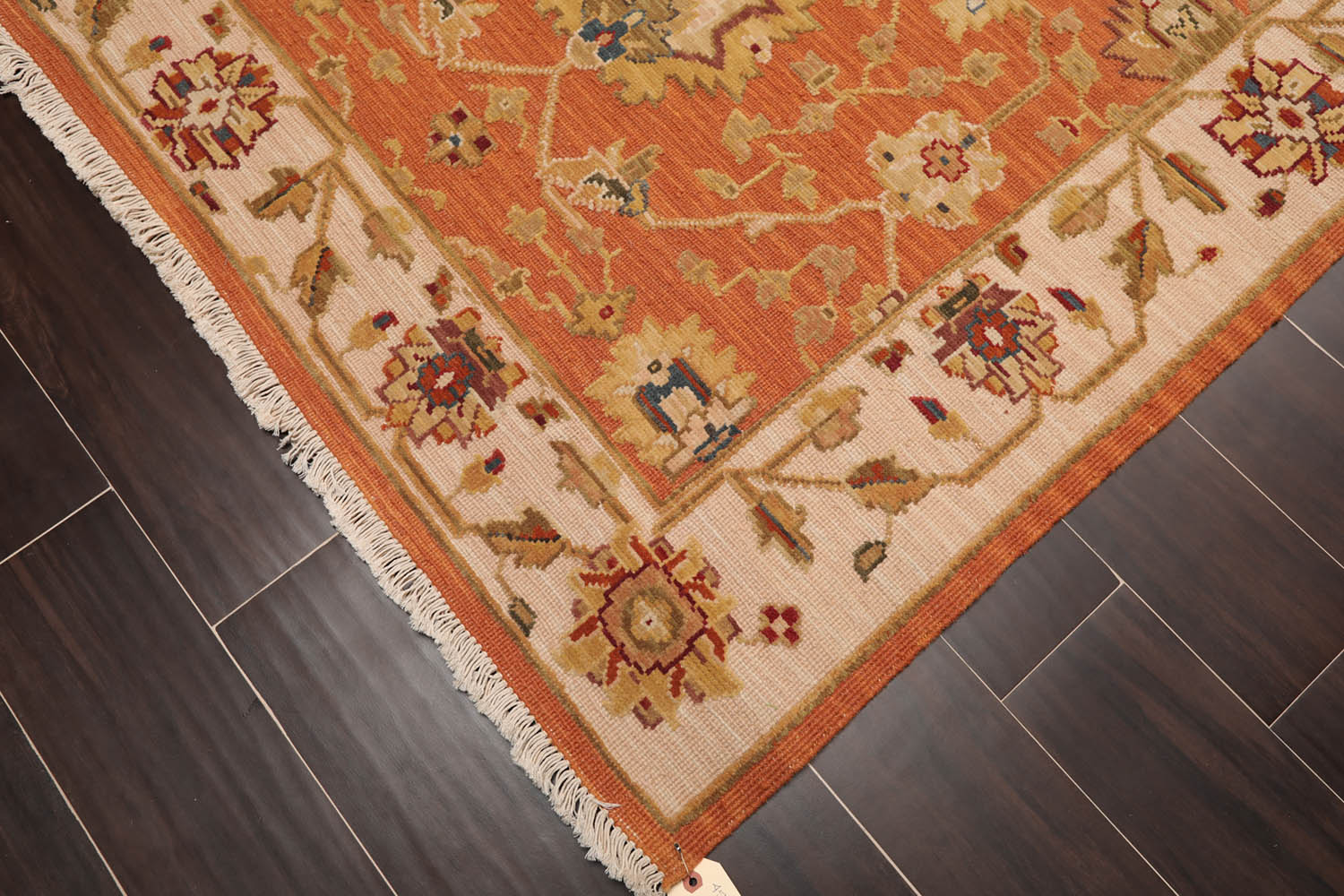 3x5 Orange, Beige, Sage Color Hand Knotted All-Over 100% Wool Traditional Oriental Rug