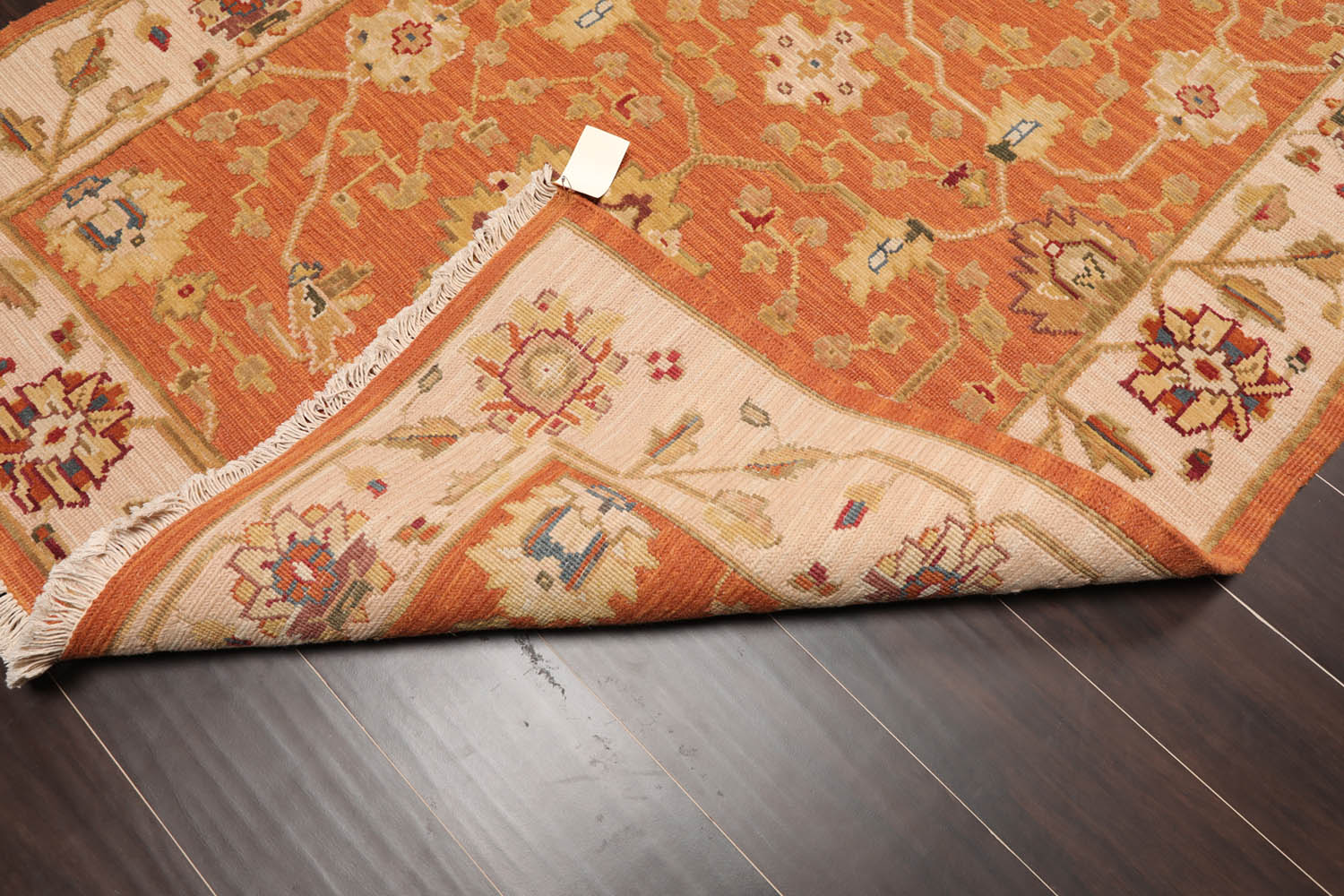 3x5 Orange, Beige, Sage Color Hand Knotted All-Over 100% Wool Traditional Oriental Rug