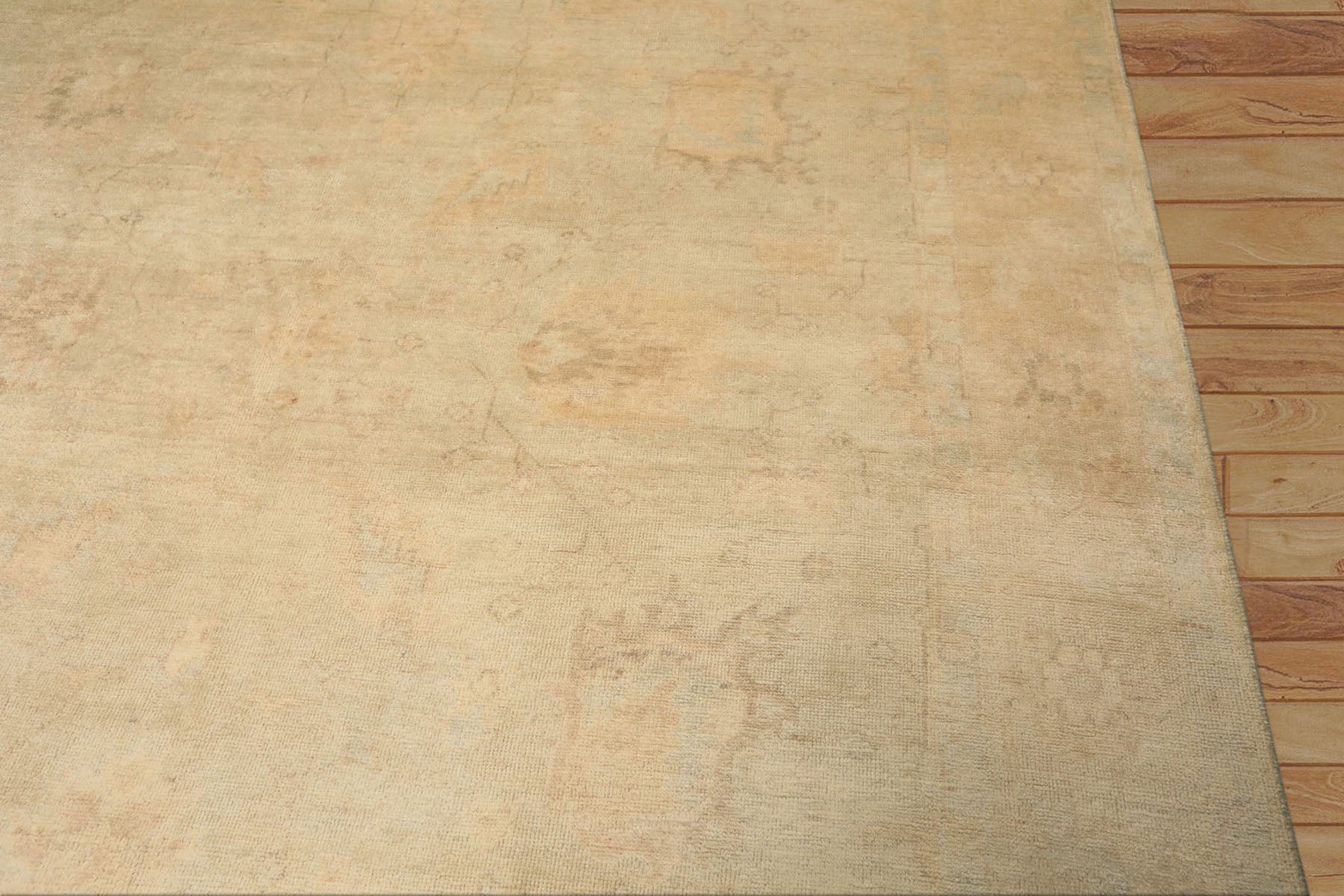8x10 Gray, Beige, Tan Color Hand Knotted Oushak New Zealand Wool Transitional Oriental Rug
