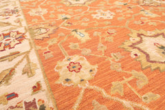 3x5 Orange, Beige, Sage Color Hand Knotted All-Over 100% Wool Traditional Oriental Rug