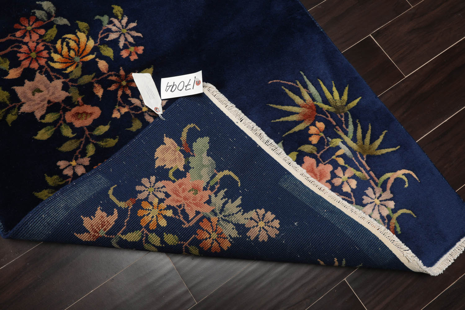 3x5 Royal Blue, Sage, Gold Color Hand Knotted All-Over 100% Wool Traditional Oriental Rug