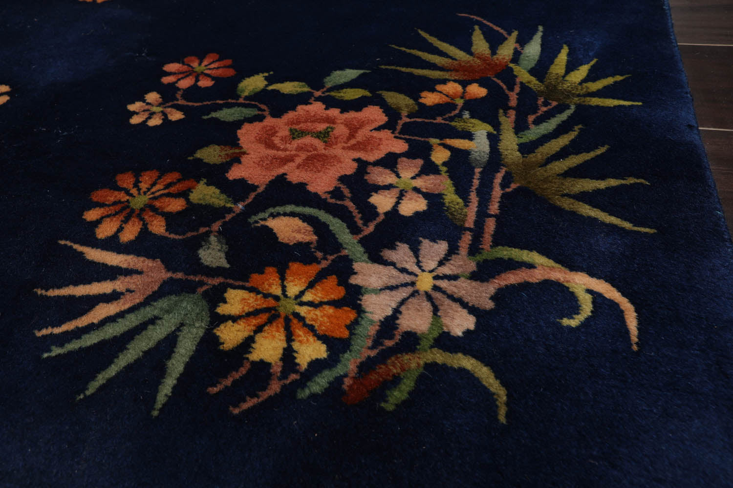 3x5 Royal Blue, Sage, Gold Color Hand Knotted All-Over 100% Wool Traditional Oriental Rug