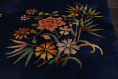 3x5 Royal Blue, Sage, Gold Color Hand Knotted All-Over 100% Wool Traditional Oriental Rug