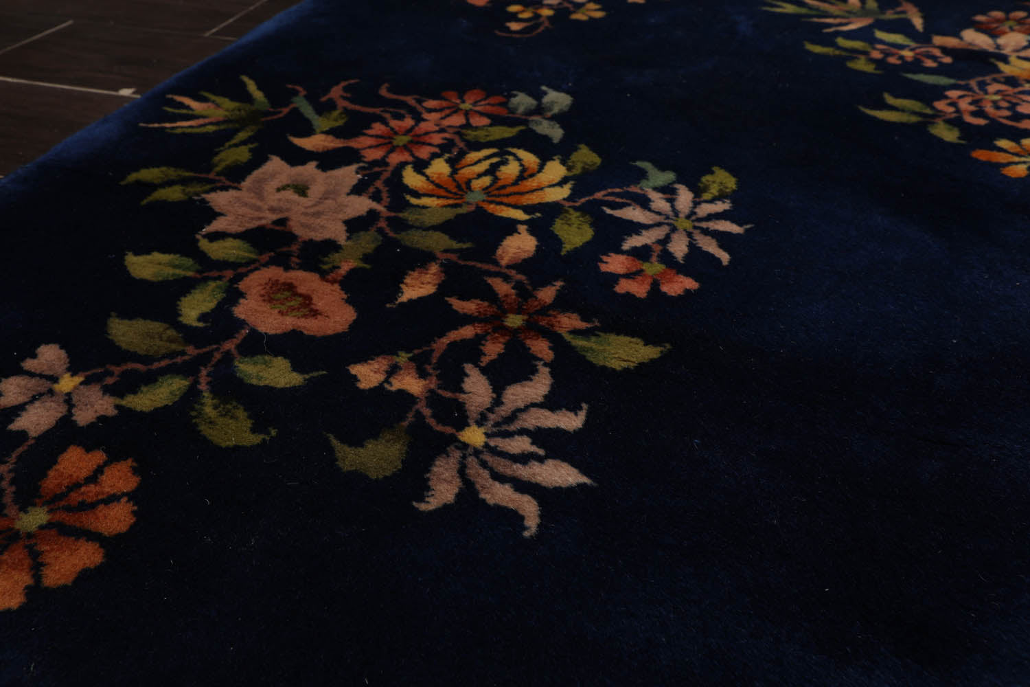 3x5 Royal Blue, Sage, Gold Color Hand Knotted All-Over 100% Wool Traditional Oriental Rug