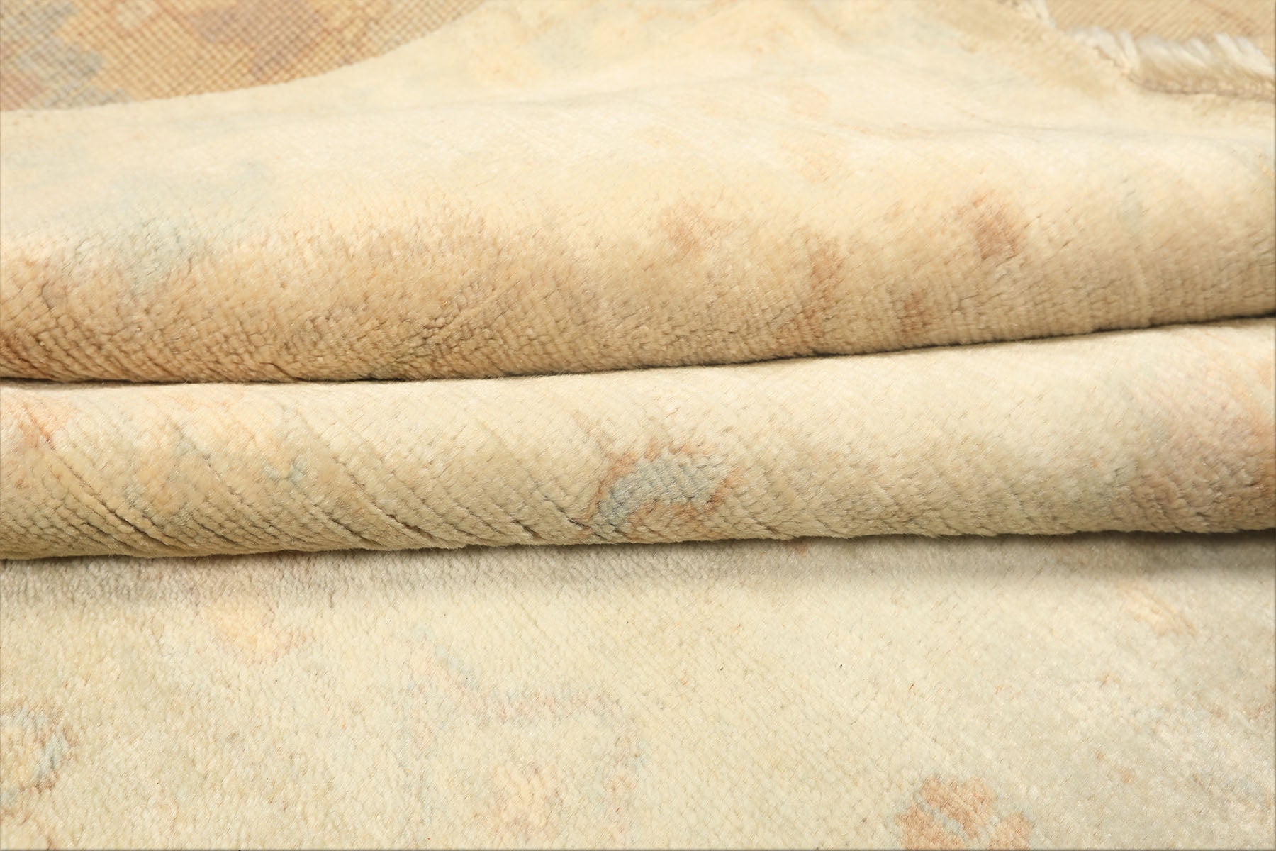 8x10 Beige, Gray, Blue Color Hand Knotted Oushak New Zealand Wool Transitional Oriental Rug