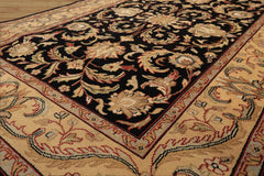 6x9 Black, Warm, Beige Color Hand Knotted Agra Wool Traditional Oriental Rug