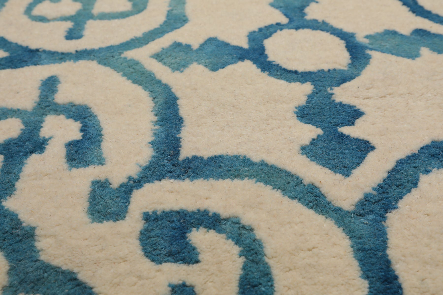 3x5 Ivory, Turquoise, Color Hand Tufted All-Over Wool Modern Oriental Rug