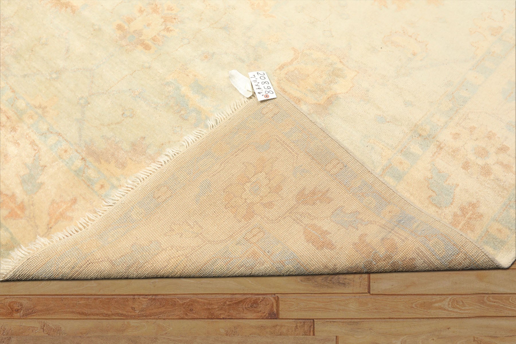 8x10 Beige, Gray, Blue Color Hand Knotted Oushak New Zealand Wool Transitional Oriental Rug