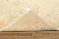 8x10 Beige, Gray, Blue Color Hand Knotted Oushak New Zealand Wool Transitional Oriental Rug