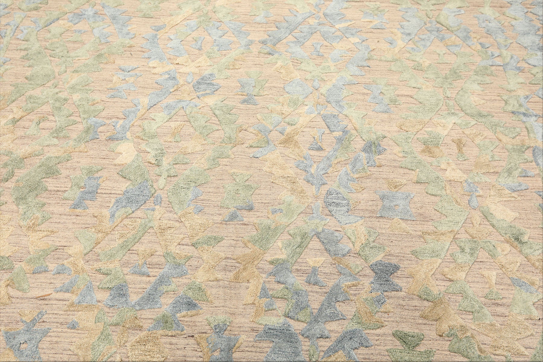 8x10 Taupe, Green, Blue Color Hand Knotted Soumak Wool Modern & Contemporary Oriental Rug