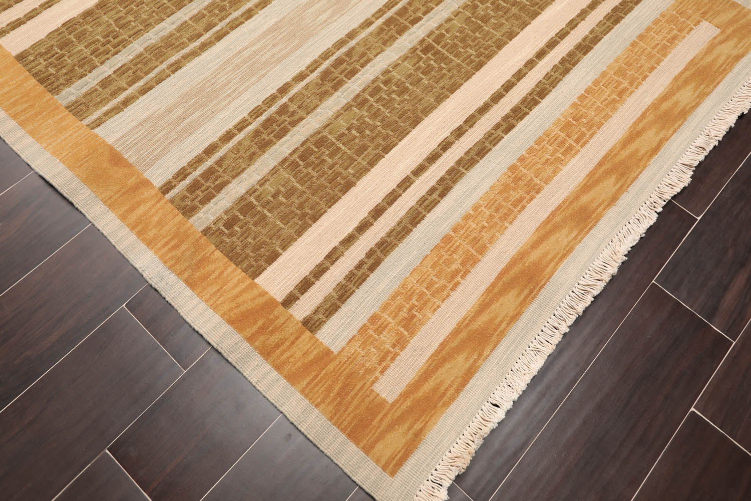 3x5 Beige, Sage, Gold Color Hand Knotted All-Over 100% Wool Contemporary Oriental Rug