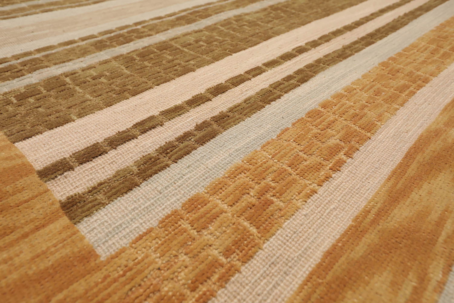 3x5 Beige, Sage, Gold Color Hand Knotted All-Over 100% Wool Contemporary Oriental Rug