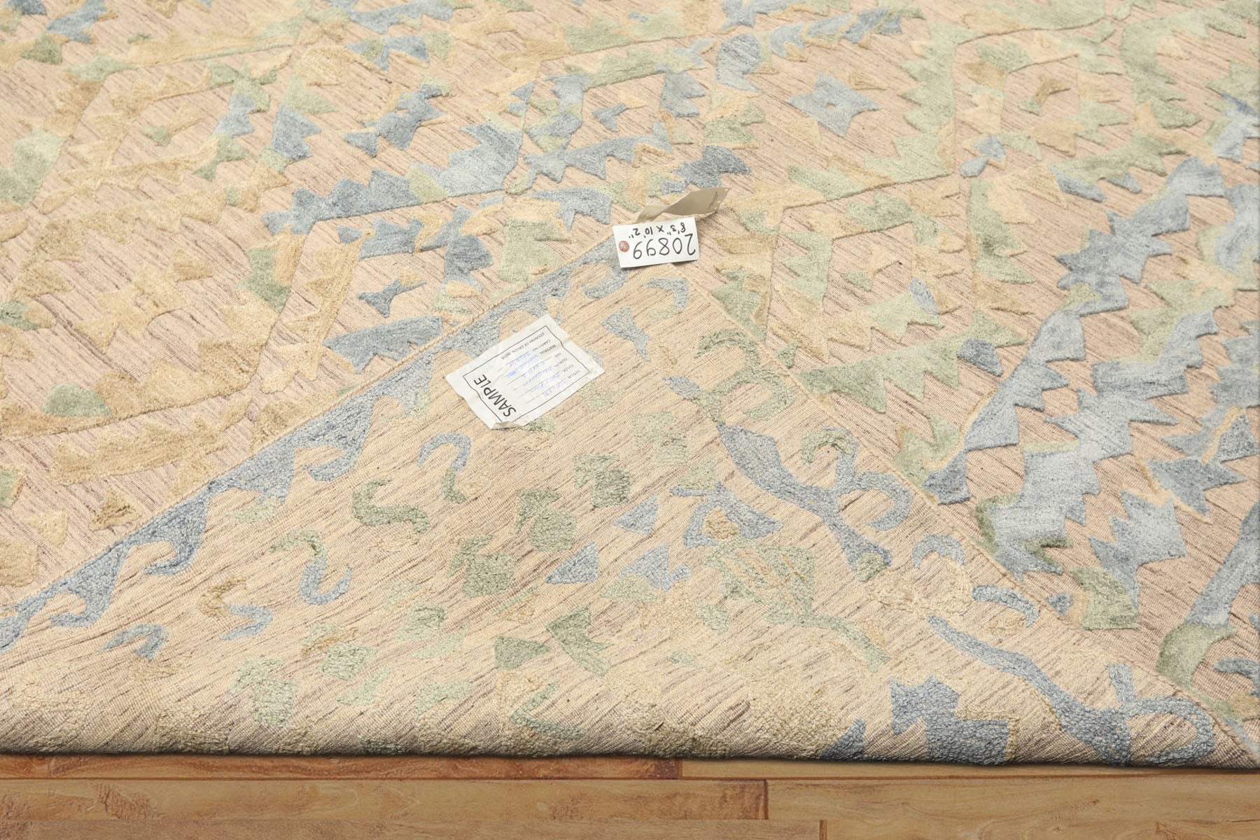 8x10 Taupe, Green, Blue Color Hand Knotted Soumak Wool Modern & Contemporary Oriental Rug