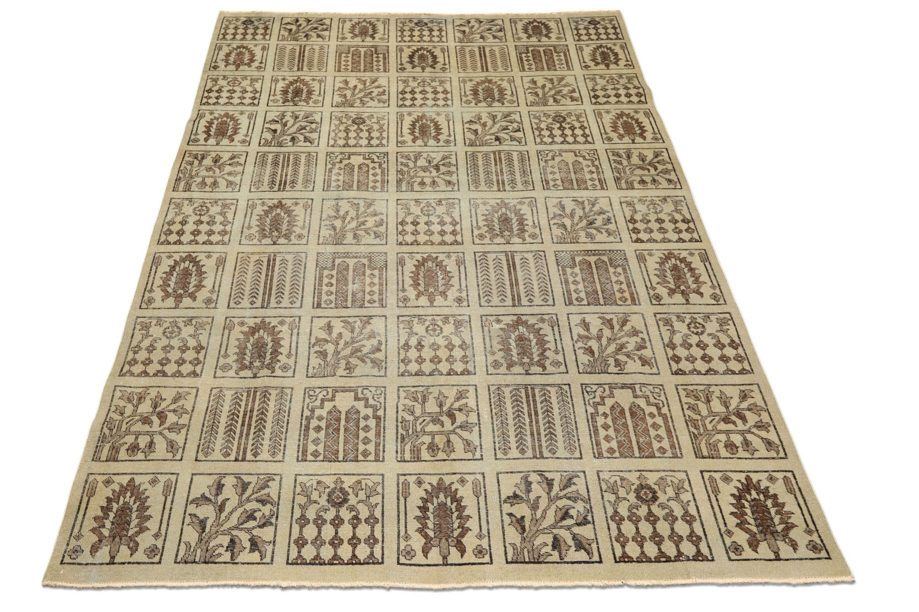 7x11 Gray, Moss, Chocolate Color Hand Knotted Distress Wool Transitional Oriental Rug