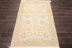 3x5 Blue, Tan, Gold Color Hand Knotted All-Over 100% Wool Traditional Oriental Rug
