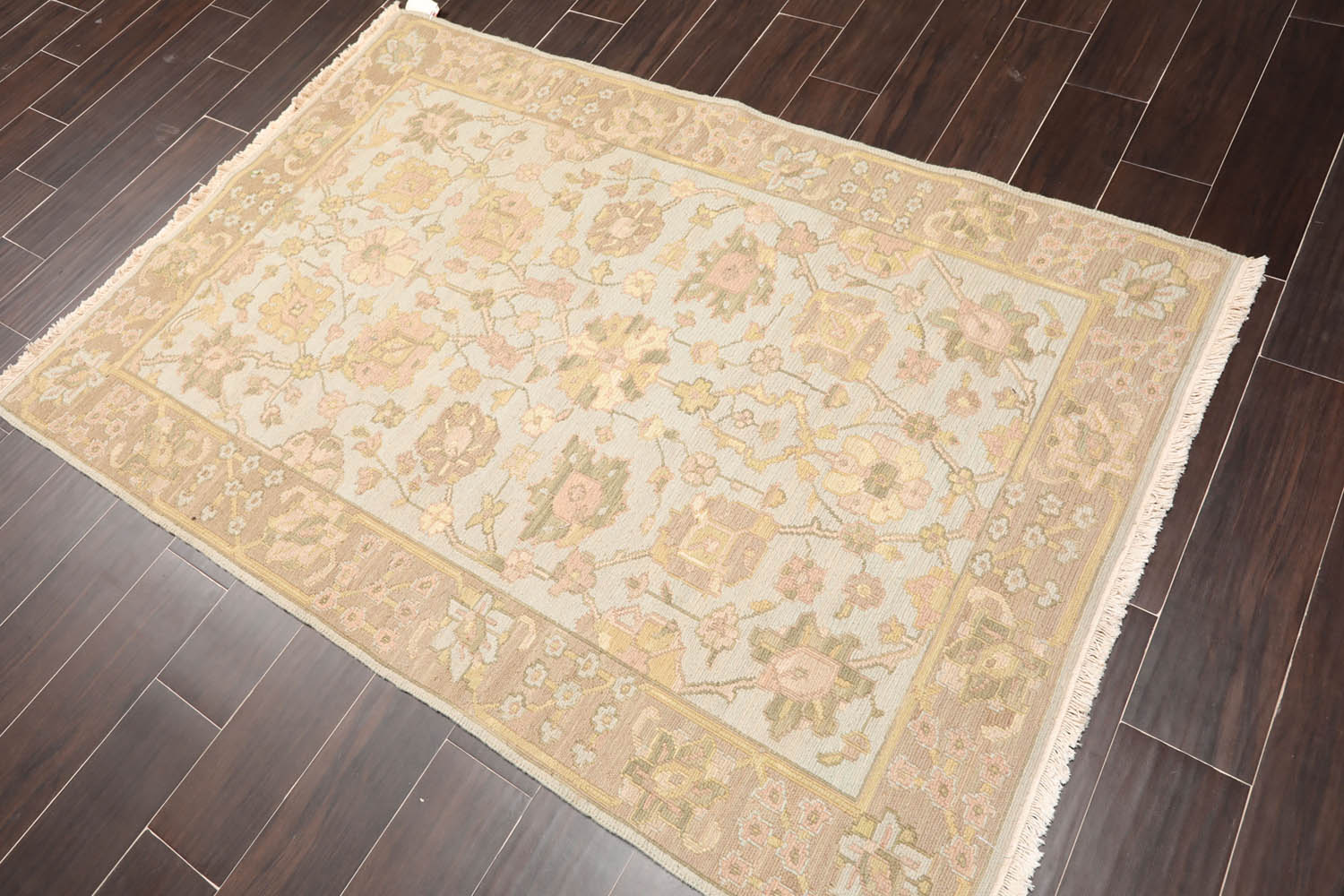 3x5 Blue, Tan, Gold Color Hand Knotted All-Over 100% Wool Traditional Oriental Rug