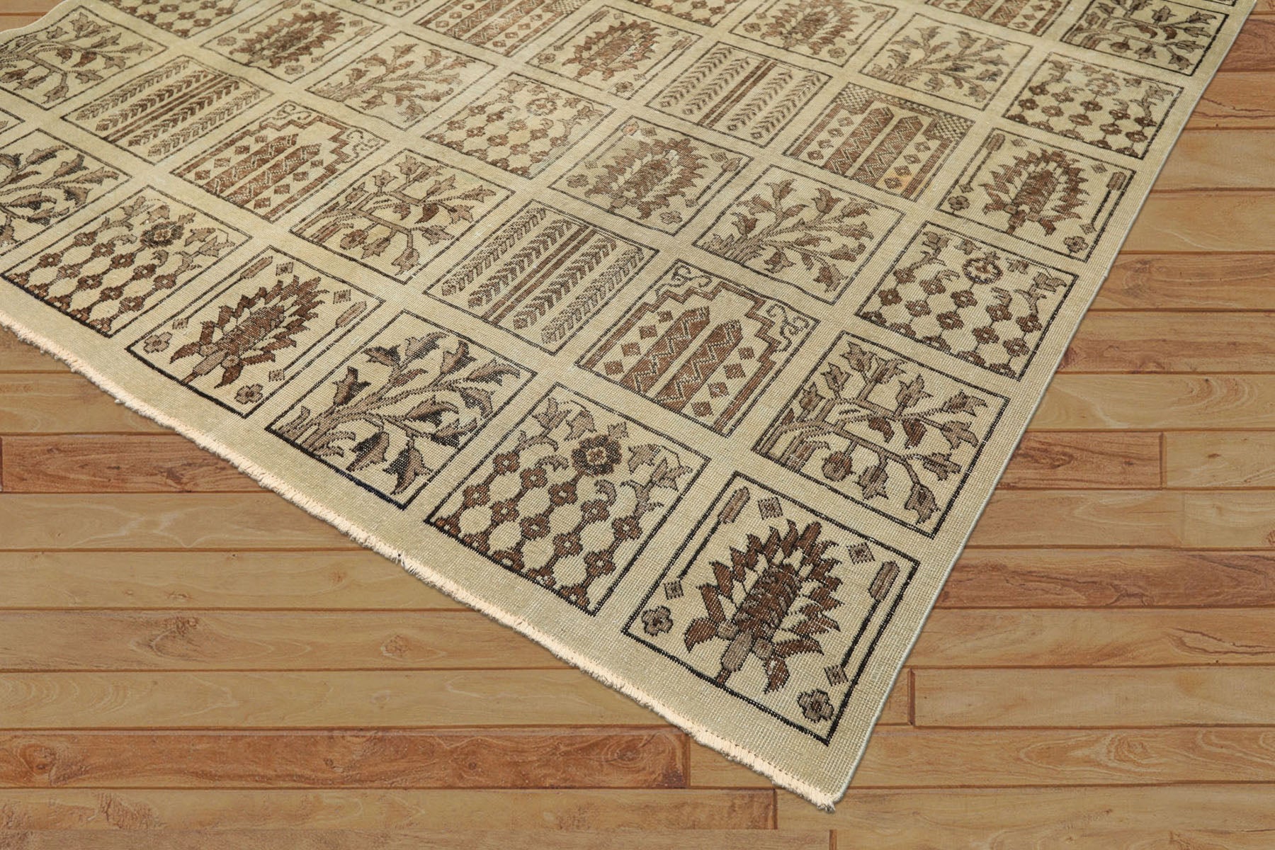 7x11 Gray, Moss, Chocolate Color Hand Knotted Distress Wool Transitional Oriental Rug