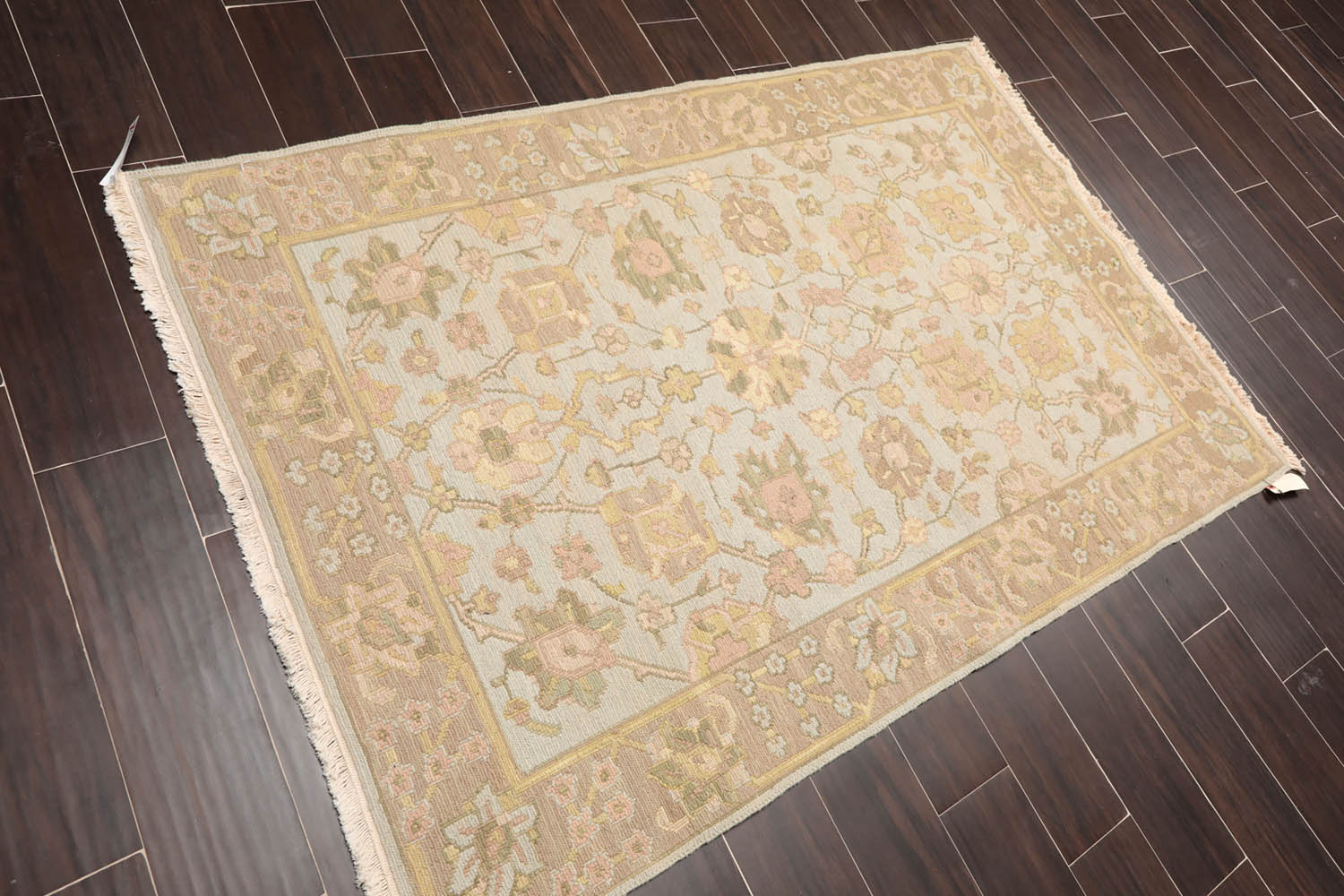 3x5 Blue, Tan, Gold Color Hand Knotted All-Over 100% Wool Traditional Oriental Rug